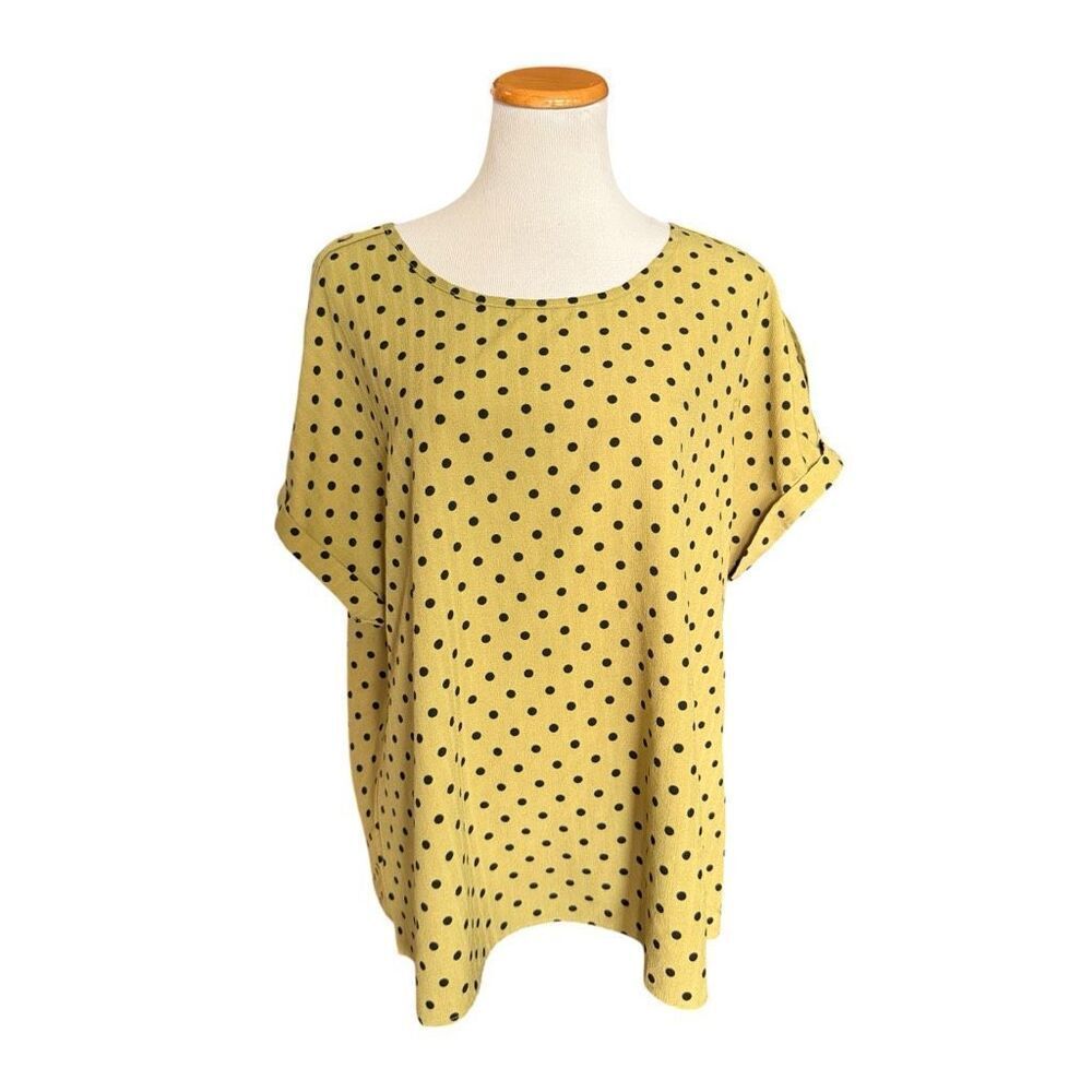 Womens Shein Plus Polka Dot Allover Print Button Shoulder Top Blouse - Sz 1X